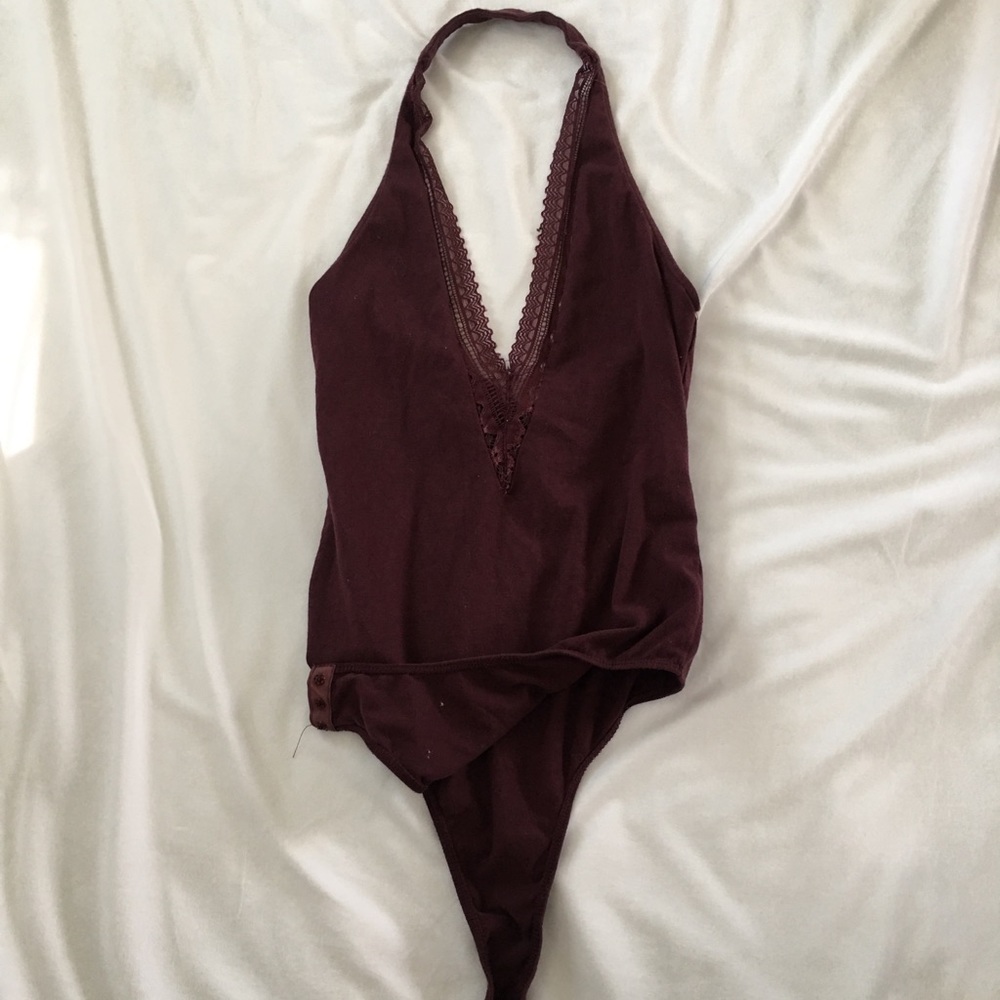 Plunge halter bodysuit